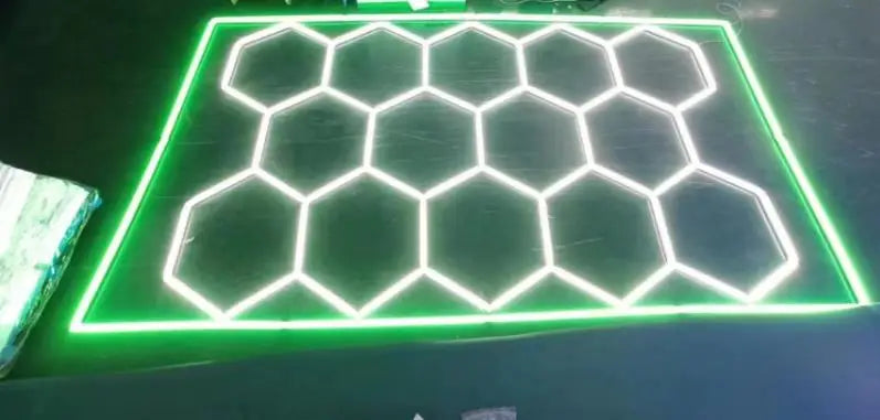 Hexagon LED Lighting AC110-220V 6500K White 14 Hex Grid Light System Hexagonal LED Light Garage