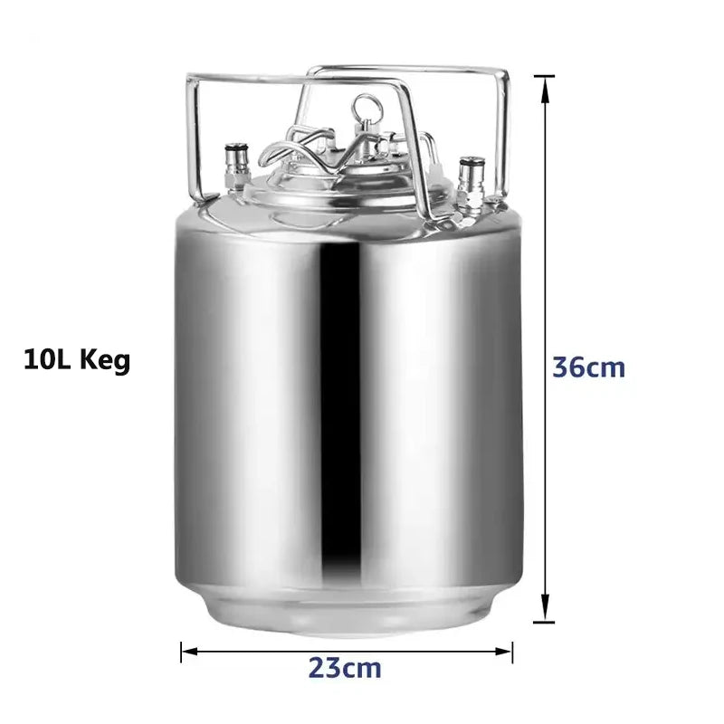 New Cornelius Style Beer Keg,Ball Lock Pressurize Keg,Stainless Steel Kegerator Barrel 10L(2.5 Gallon)Home Brewing Beer Keg