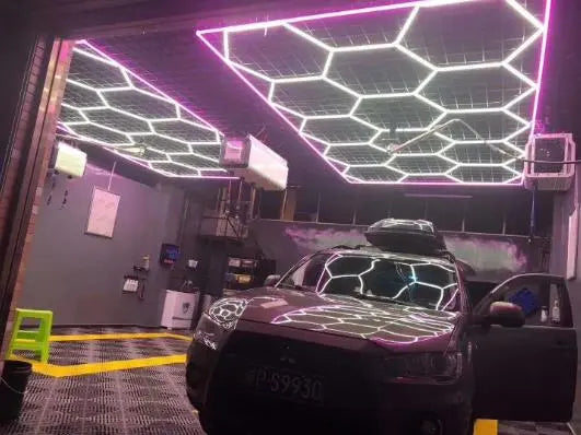 Hexagon LED Lighting AC110-220V 6500K White 14 Hex Grid Light System Hexagonal LED Light Garage