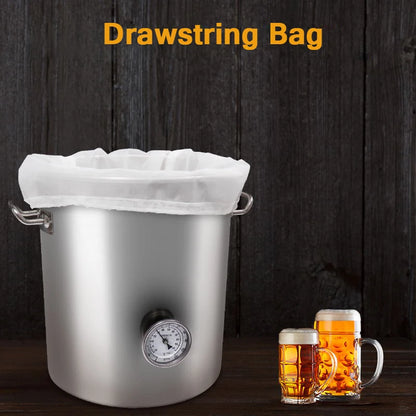 Reusable Brewing Filter Bag Drawstring Straining Cylinder Beer Wine Homebrew Filtering Fine Nylon Mesh Strainer 120 Mesh Bags