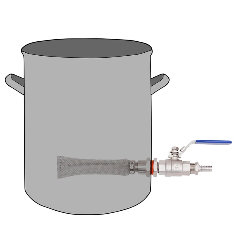 Homebrew Weldless Kettle/Keg Convert Kit w/ 6" Bazooka Screen Beer Mash Tun 2-piece Ball Valve Kit 304 SSS