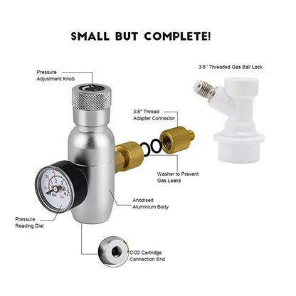 Homebrew kegging,Premium Regulated CO2 Charger with ball lock fitting,mini CO2 Regulator,3/8" thread co2 thread Mini Adjustable