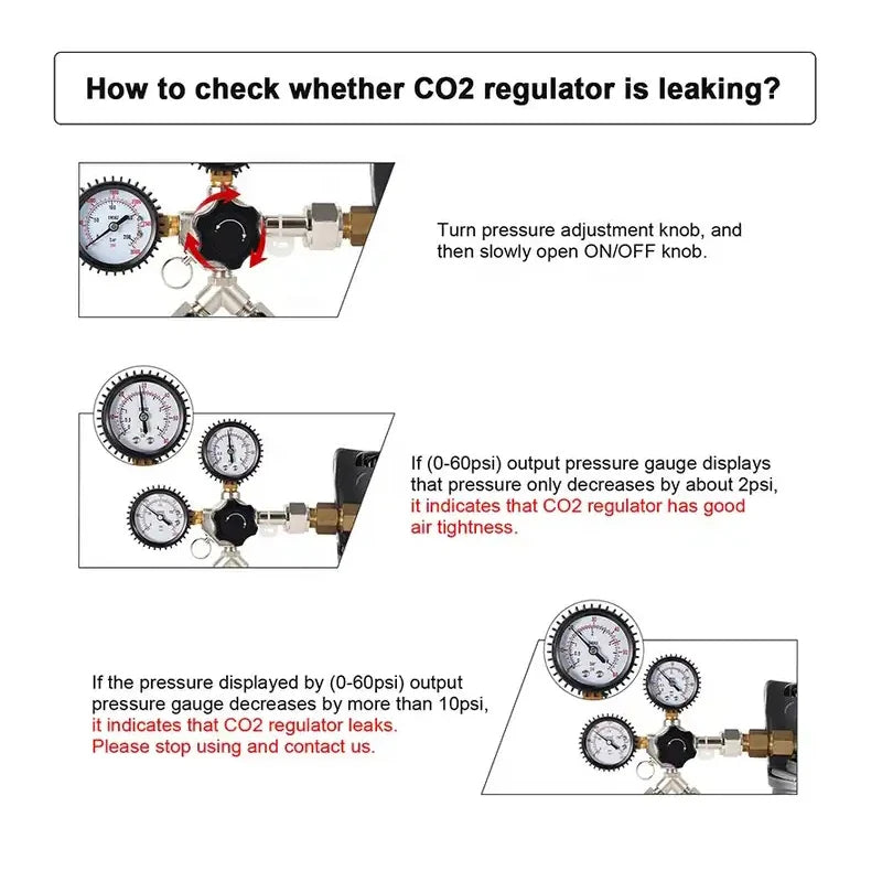 Dual Gauge Co2 Regulator,W21.8 Co2 Regulator With Check Valve,Y Splier Co2 Charger For Beer Brewing 0~3000psi, 0~60psi