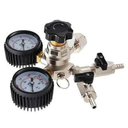 Dual Gauge Co2 Regulator,W21.8 Co2 Regulator With Check Valve,Y Splier Co2 Charger For Beer Brewing 0~3000psi, 0~60psi