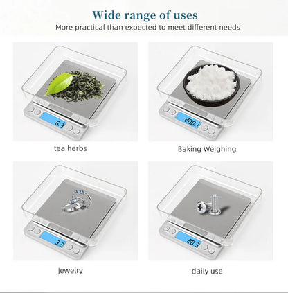 3Kg/500G 0.01g Digital Kitchen Scale Precision Scales Jewelry Weighing For Food Diet Postal Balance Measuring LCD Electronic