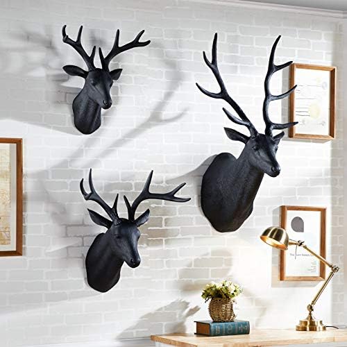 Rustic Wall Decor Deer Antlers (Large Black Deer)