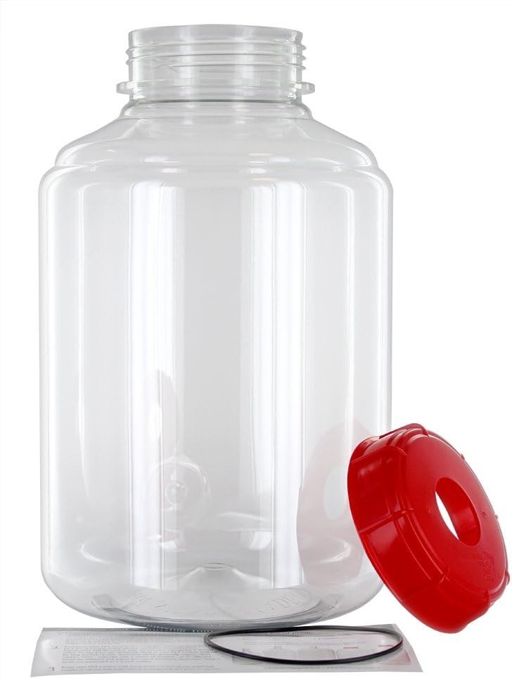 3G Wide Mouth Plastic Carboy with #10 Drilled Bung and 3-Piece Airlock, 1G, Multicolor