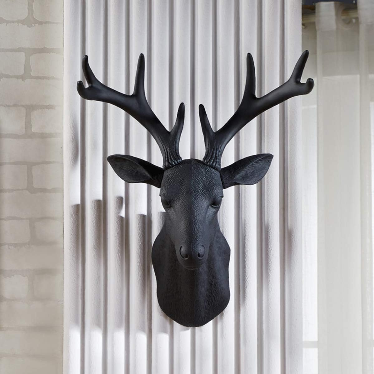 Rustic Wall Decor Deer Antlers (Large Black Deer)