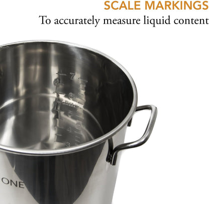 GasOne BS-40 10 Gallon Stainless Steel Kettle Pot Pre Drilled 4 PC Set 40 Quart Tri Ply Bottom for Beer Includes Lid, Thermometer, Ball Valve Spigot-Home Brewing Supplies, QT