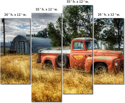 truck in the field canvas wall art